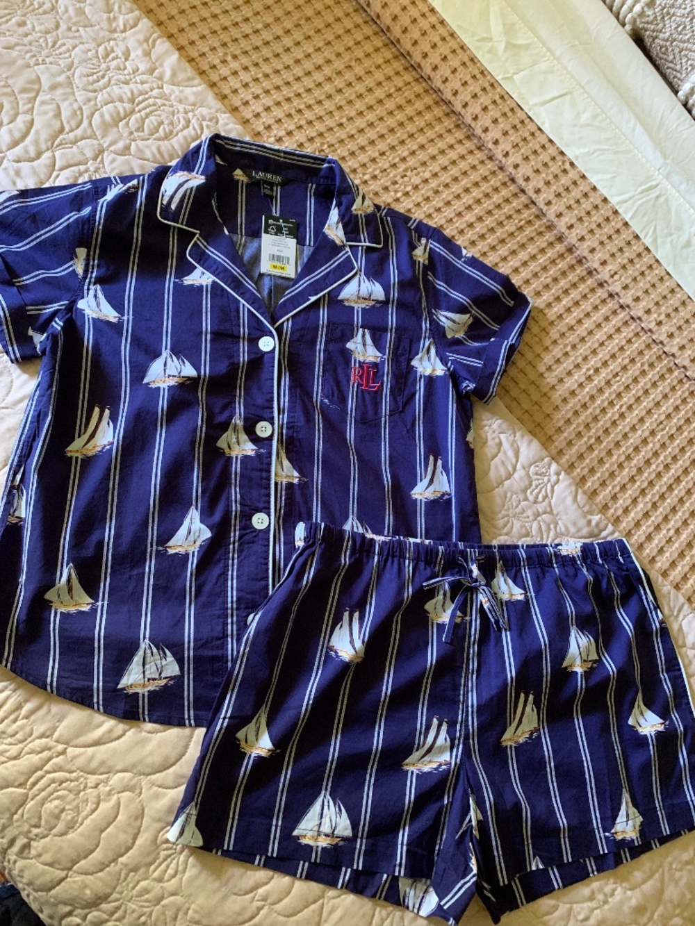 NWT RALPH LAUREN ⛵️Print Cotton Blend PJ Set size M